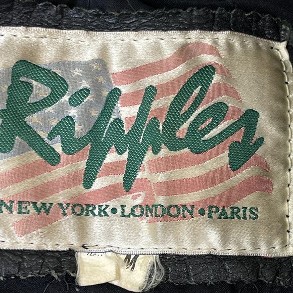 Ripples Jacket Mens Size M Vintage 90s Distressed Leather Punk Motorcycle Heavy - Picture 2 of 9